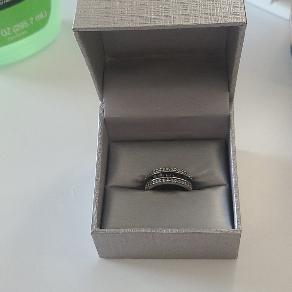 Black and white diamond ring